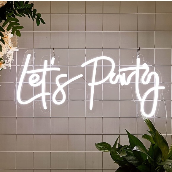 Let’s Party White Neon LED Wall Trendy Decor Birthday/Graduation/Wedding Sign - Picture 7 of 10